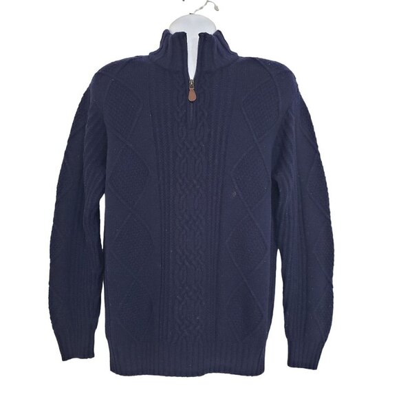 Jos A Bank Chunky Knit Pullover Wool Blend Quarter Zip Mock Neck Sweater Mens XL - Picture 1 of 8